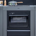 Modul z nehrdzavejúcej ocele Inox / sivý - S plynovým sporákom a plynovou rúrou