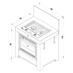 Modul z nehrdzavejúcej ocele inox/čiernej ocele s plynovým sporákom a rúrou