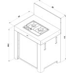 Modul v inox/čiernej farbe s plynovým sporákom